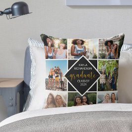 Almofada Formando 8 Colagem de fotos em preto e Dourado nív