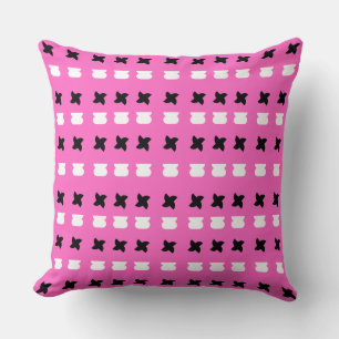 Almofada Formas Abstratas Brancas e Pretas em Rosa