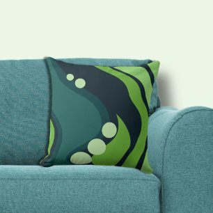 Almofada Formas abstrato Azul e Verde de Fluxo Orgânico