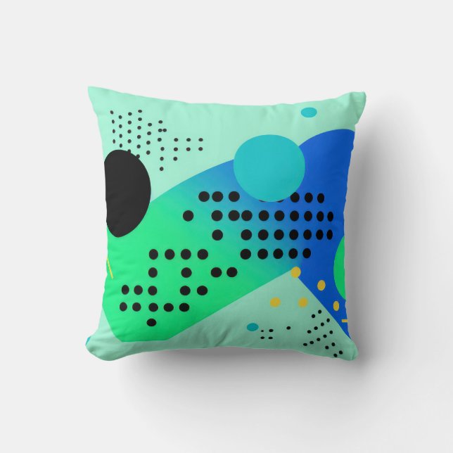 Almofada Formas azuis e verdes com pontos (Frente)