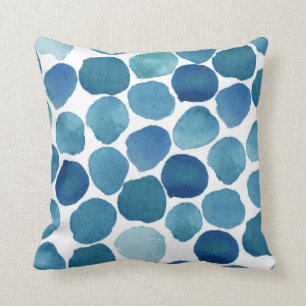 Almofada Formas de aquarela azul-marinho moderno bolinha