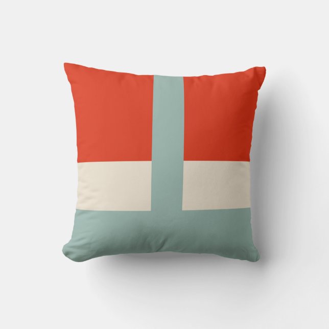 Almofada Formas Geométricas Abstrato Cinzas Vermelhas (Frente)