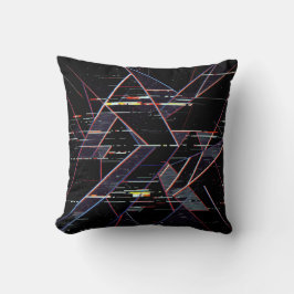 Almofada Formas Geométricas Neon Glitchcore em Preto