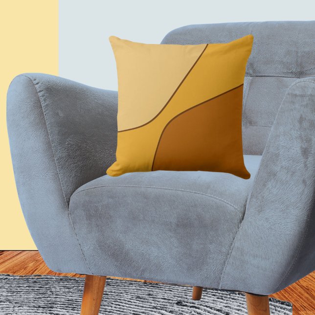 Almofada Formas irregulares em amarelo e marrom dourado  (Irregular Yellow & Golden Brown Quarter Shapes)
