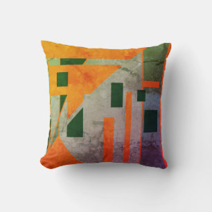 Almofada Formas Verdes Laranja - Design de Arte Sudoeste Pa