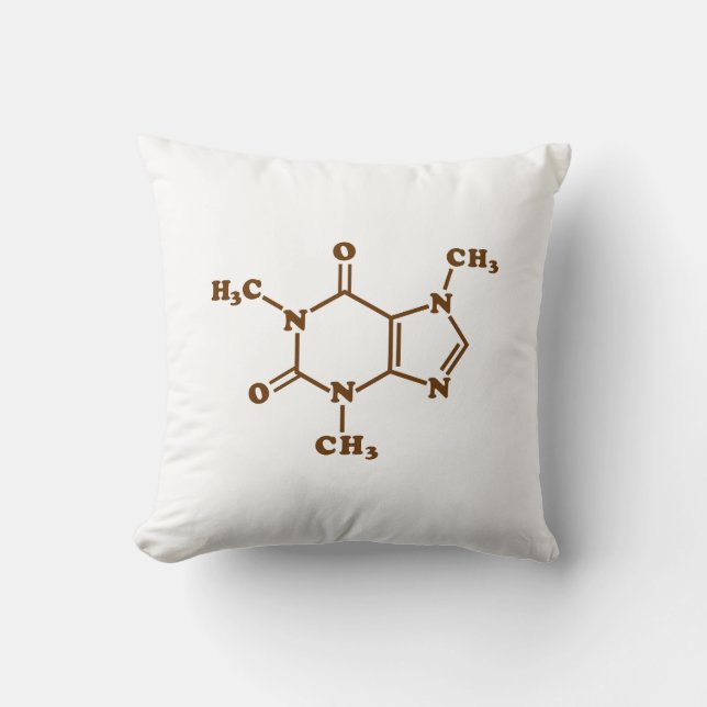 Almofada Fórmula Química Molecular da Cafeína Café (Frente)