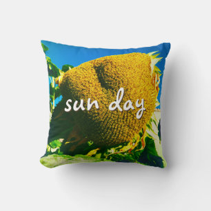 Almofada Foto Amarelo do Sol Script Sun Day Bold Simples