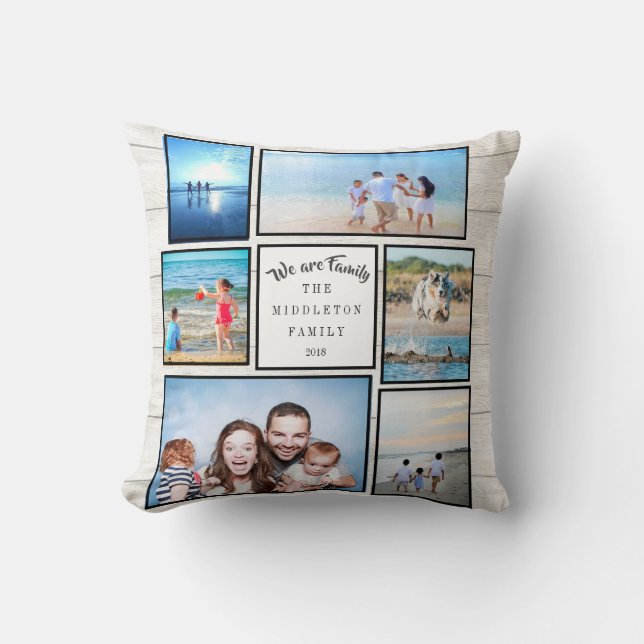 Almofada Foto Collage Família Rustic Somos Família (Frente)