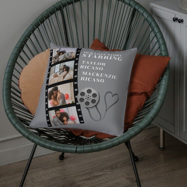Almofada Foto Collage Movie Strip Personalizada DIY Persona (Photo Collage Movie Strip Personalized DIY Custom Throw Pillow by Ricaso. Add own text and pics)
