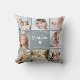 Almofada Foto da avó moderna Colagem de Coração Azul