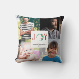 Almofada Foto da Colagem de Natal JOY 4 Fotos da Família