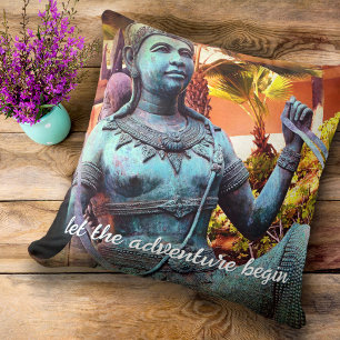 Almofada Foto da Estátua do Guerreiro Turquoise "Adventure