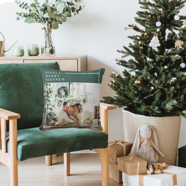 Almofada Foto da família moderna | Feliz alegre abençoada | (Criador carregado)