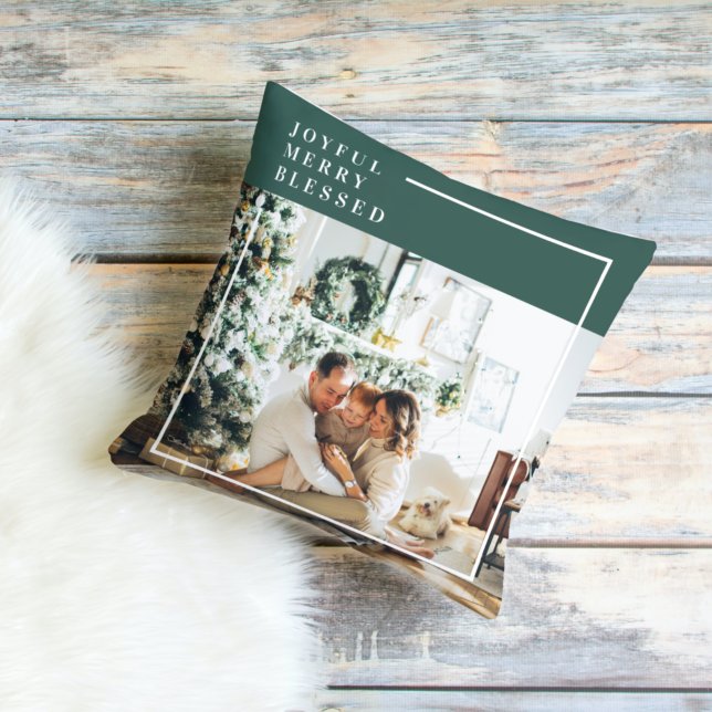 Almofada Foto da família moderna | Feliz alegre abençoada | (Criador carregado)