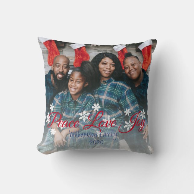 Almofada Foto da família natalícia Paz Joy Amor (Frente)