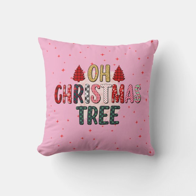 Almofada Foto da família personalizada da árvore de Natal O (Frente)