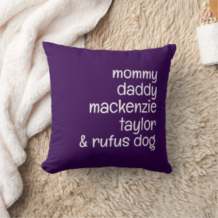 Almofada Foto da Família Personalizada do Name Modelo