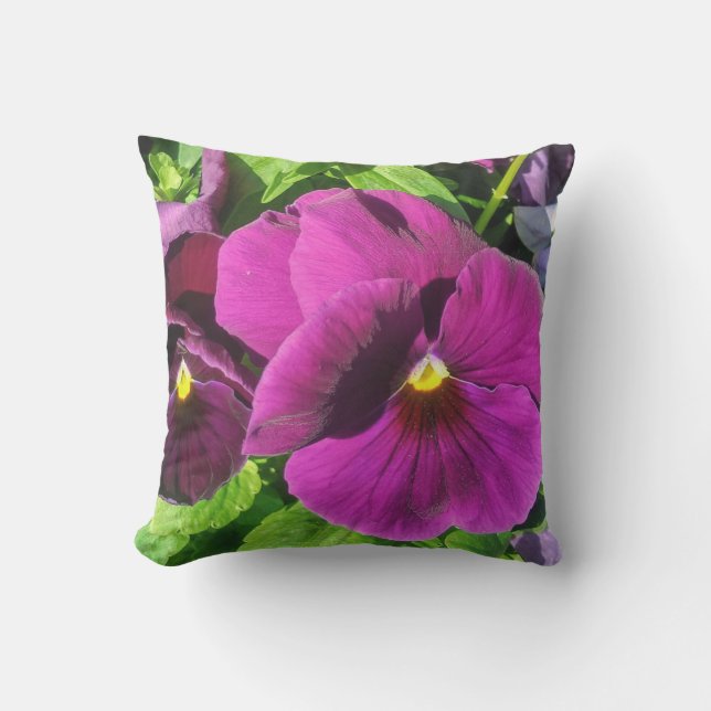 Almofada Foto da Flor de Pansy Roxa  (Frente)