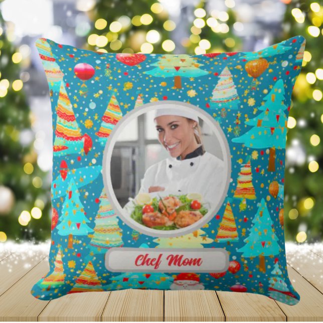 Almofada Foto da Mãe do Chef Personalizado da Árvore de Nat (Criador carregado)