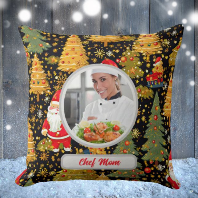 Almofada Foto da Mãe do Chef Personalizado da Árvore de Nat (Criador carregado)