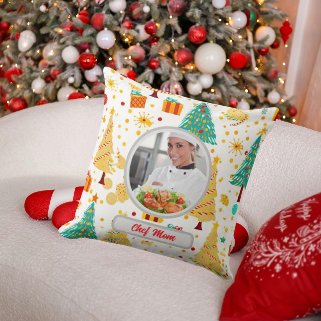 Almofada Foto da Mãe do Chef Personalizado da Árvore de Nat (Criador carregado)