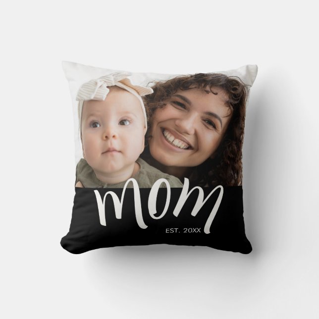 Almofada Foto da Mãe e do Bebê com Ano de Fundação Personal (Frente)