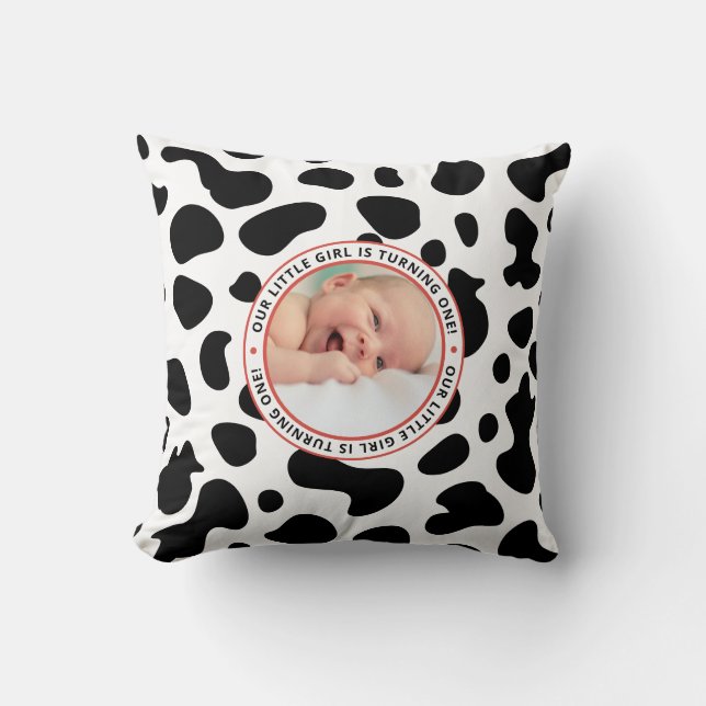 Almofada foto da menina do primeiro aniversário (Frente)