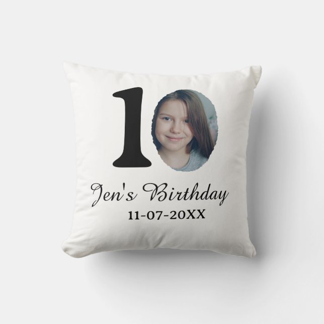 Almofada Foto de 10° aniversário carta negrito crianças nom (Frente)
