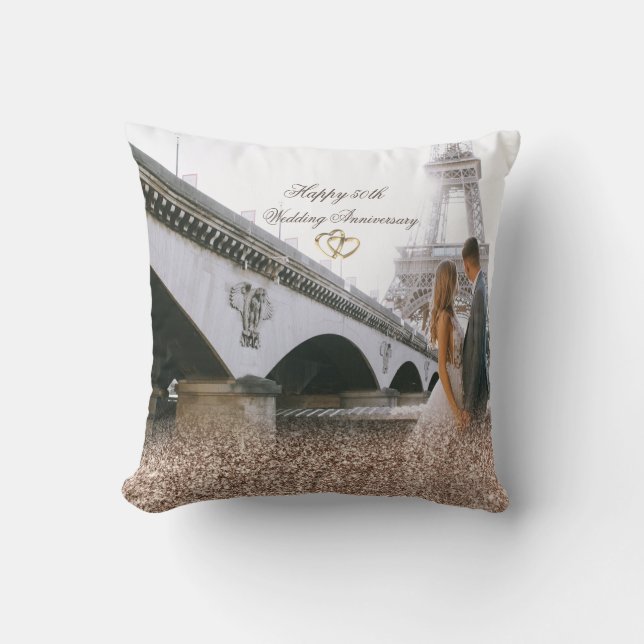 Almofada Foto de Anéis de Glitter Dourado rosa (Frente)