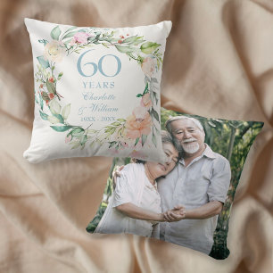Almofada Foto de Aniversário de 60 Anos de Casamento Rosas