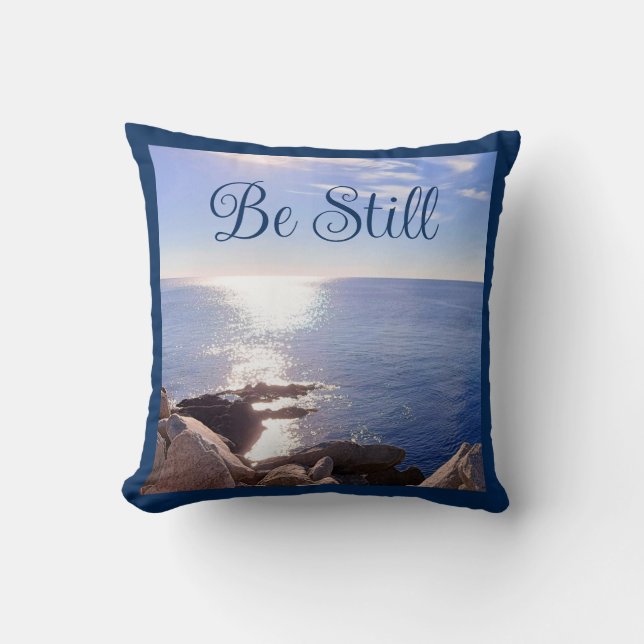 Almofada Foto de Bíblia azul estática Verso Nome Personaliz (Frente)