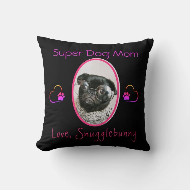 Almofada Foto de Cão Melhor Cão Mãe Alguma Vez Impressão de (Frente)