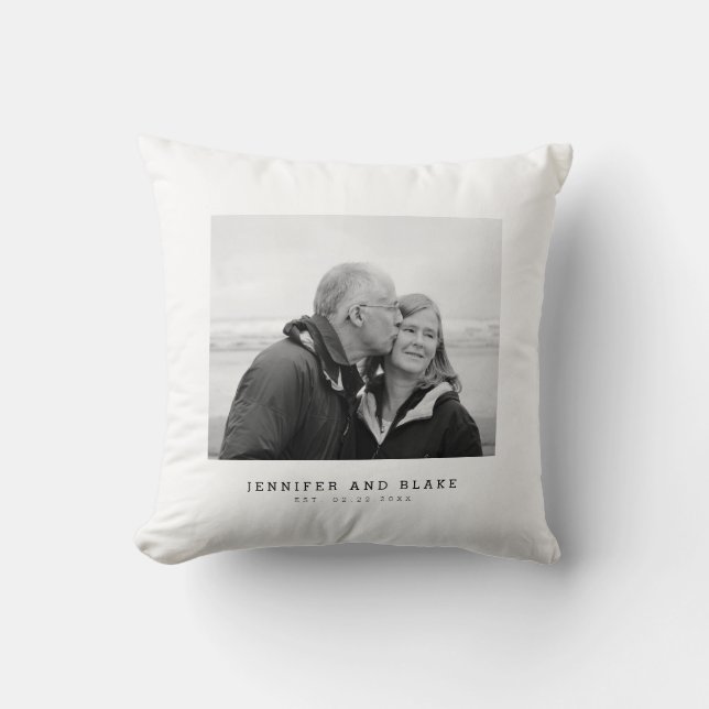 Almofada Foto de Casal de Aniversário Data de Casamento (Frente)