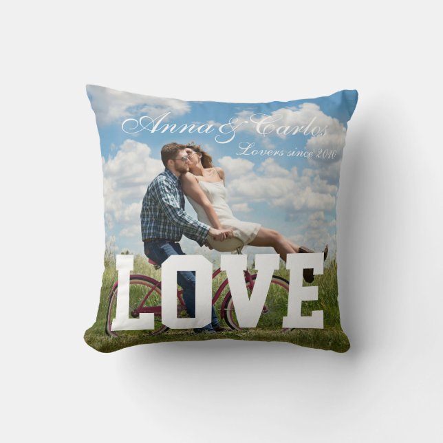 Almofada Foto de Casal Simples Amor Adicionar Nome Texto e  (Frente)