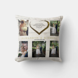 Almofada Foto de Casamento Colagem Rustic Simple Heart Cote