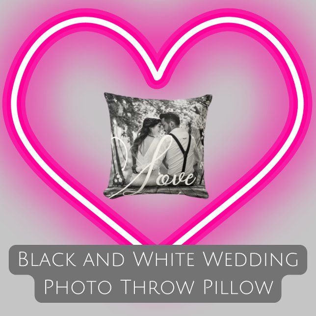 Almofada Foto de Casamento Preto e Branco do AMOR (Criador carregado)