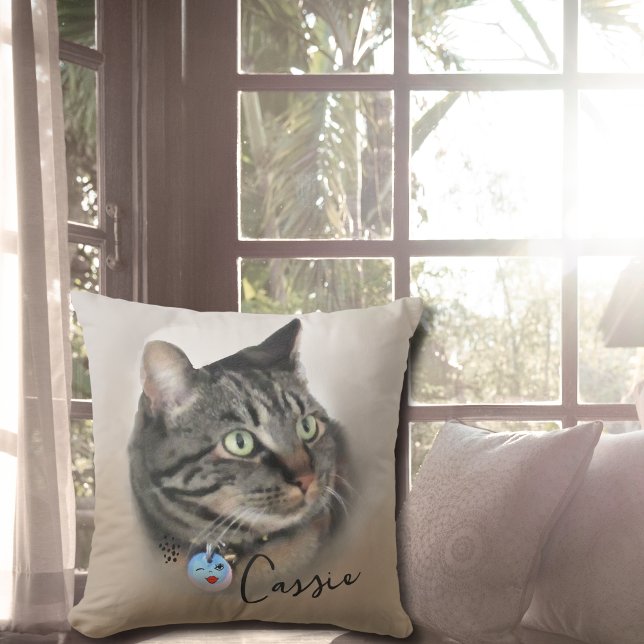 Almofada Foto de Cat Personalizada personalizada (Custom Cat Photo Image personalized Throw Pillow)