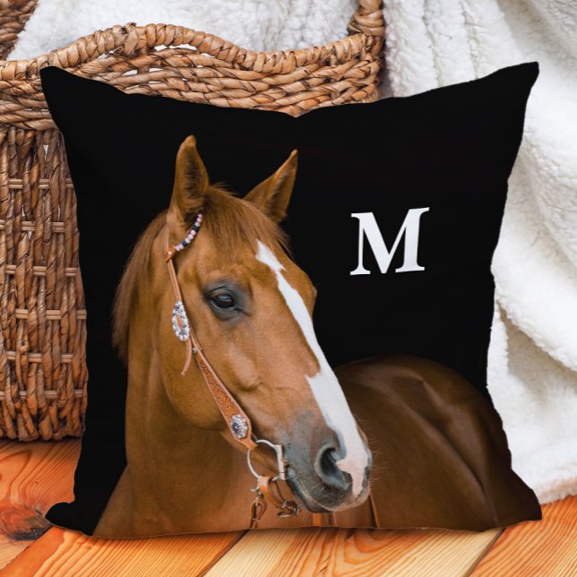 Almofada Foto de Cavalo Monograma Personalizado (Monogram Quarter-horse pillow)