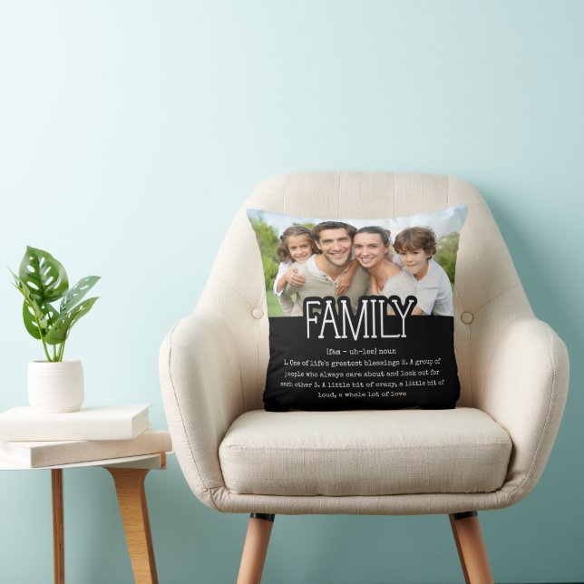 Almofada Foto de citação de definição de família preta (Cadeira)