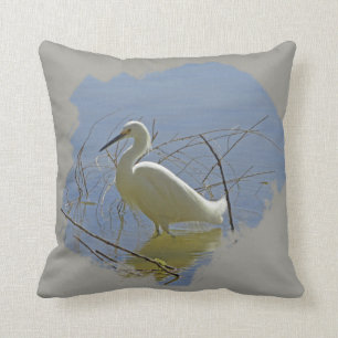 Almofada Foto de Egret Branco Elegante Pássaro Calmo Natur