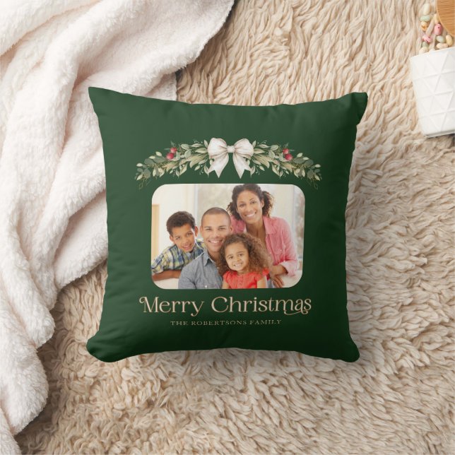 Almofada Foto de Família Moderno Script Feliz Natal (Cobertor)