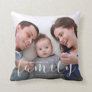 Almofada Foto de família personalizada e nomes do costume