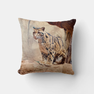 Almofada foto de leopardo nebuloso na natureza