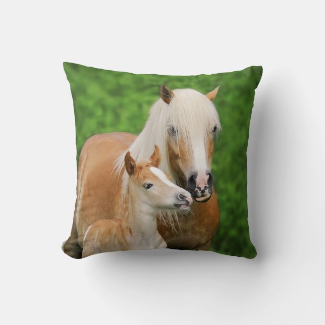Almofada Foto de Mãe de Beijo de Frangos de Haflinger - (Frente)