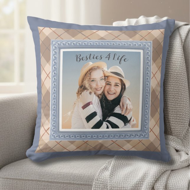 Almofada Foto de Melhores Amigas com Xadrez Clássico (The ultimate BFF gift for the one who’s been there through it all)
