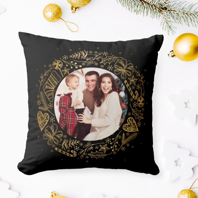 Almofada Foto de Natal Coroa de ouro (Criador carregado)