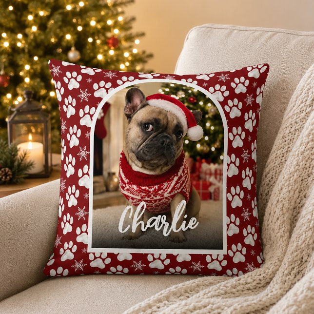 Almofada Foto de Natal de Cachorro Fofo  (Criador carregado)