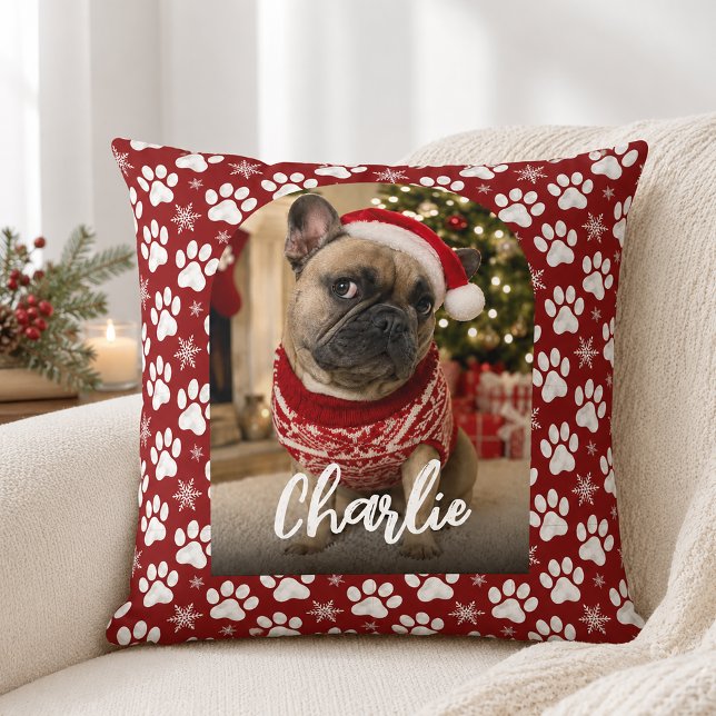 Almofada Foto de Natal de Cachorro Fofo  (Criador carregado)