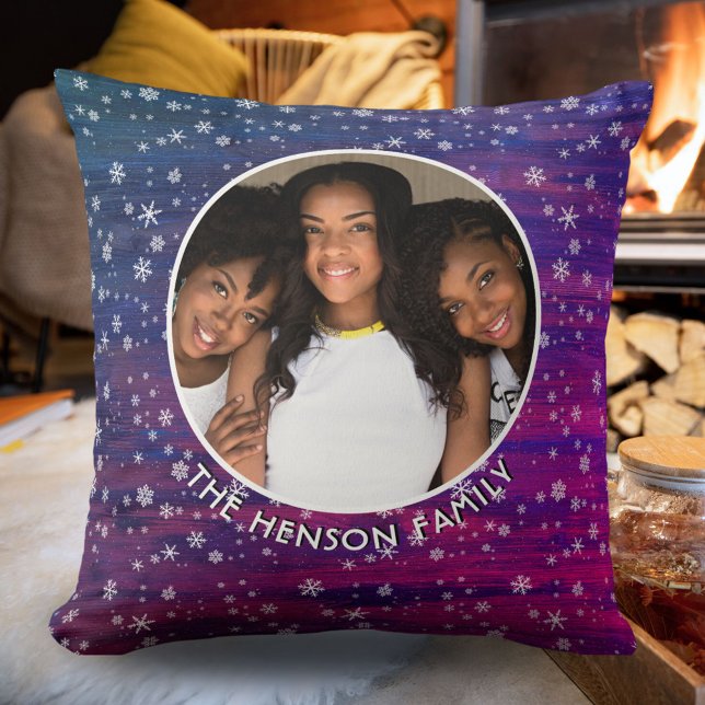 Almofada Foto de Natal do Floco de Neve Russo de Madeira Ro (Criador carregado)