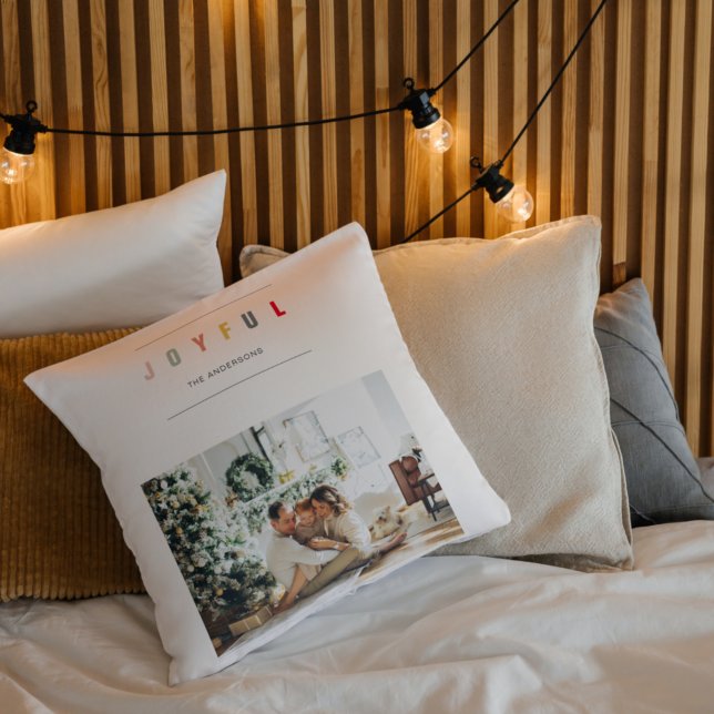 Almofada Foto de Natal Moderno Simples | Feriado alegre (Criador carregado)